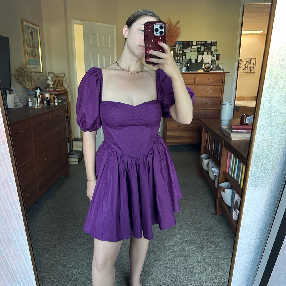 Showpo Elegant Purple Puff Sleeve Dress
